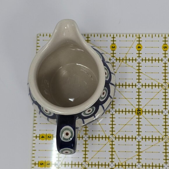Polish Boleslawiec Mini Creamer Pitcher Hand Made Peacock Eye Pattern Stoneware - Picture 12 of 12